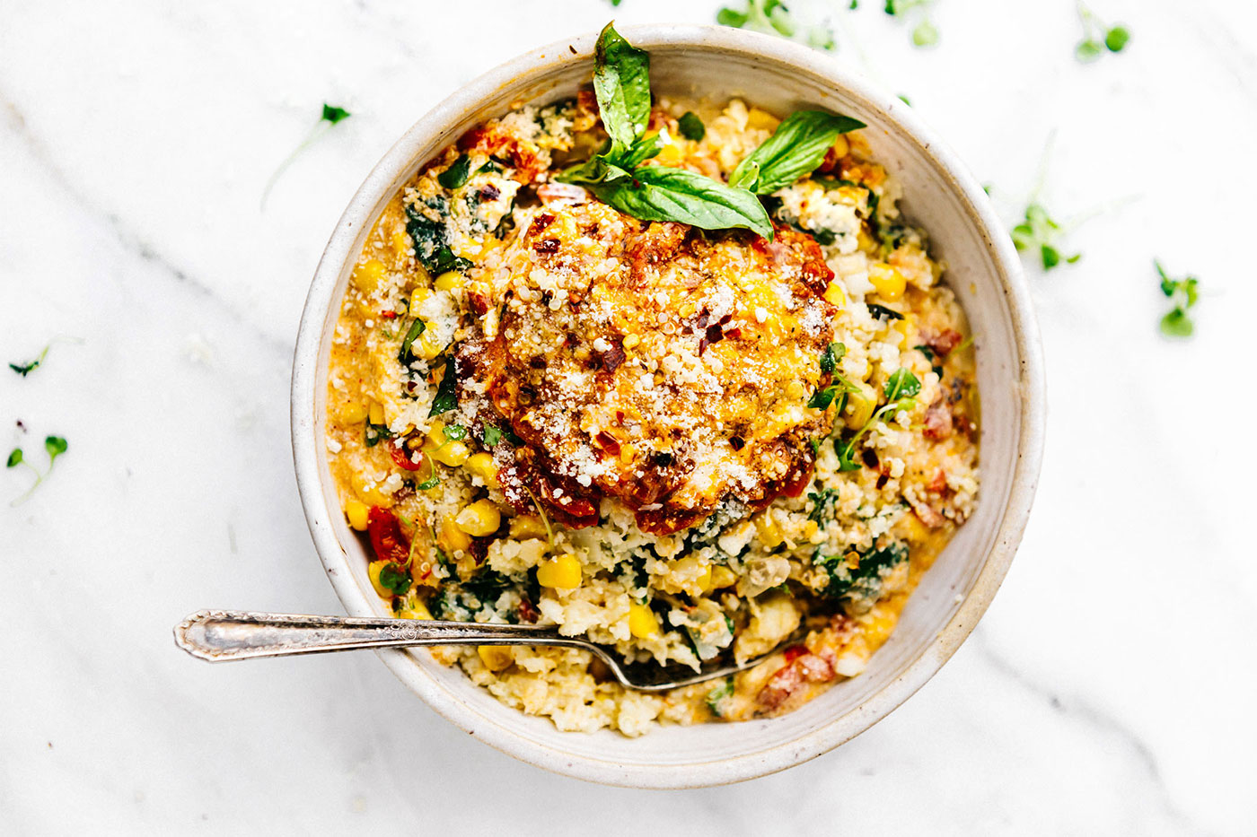 Creamy Sweet Corn Cauliflower Grits Emmi USA