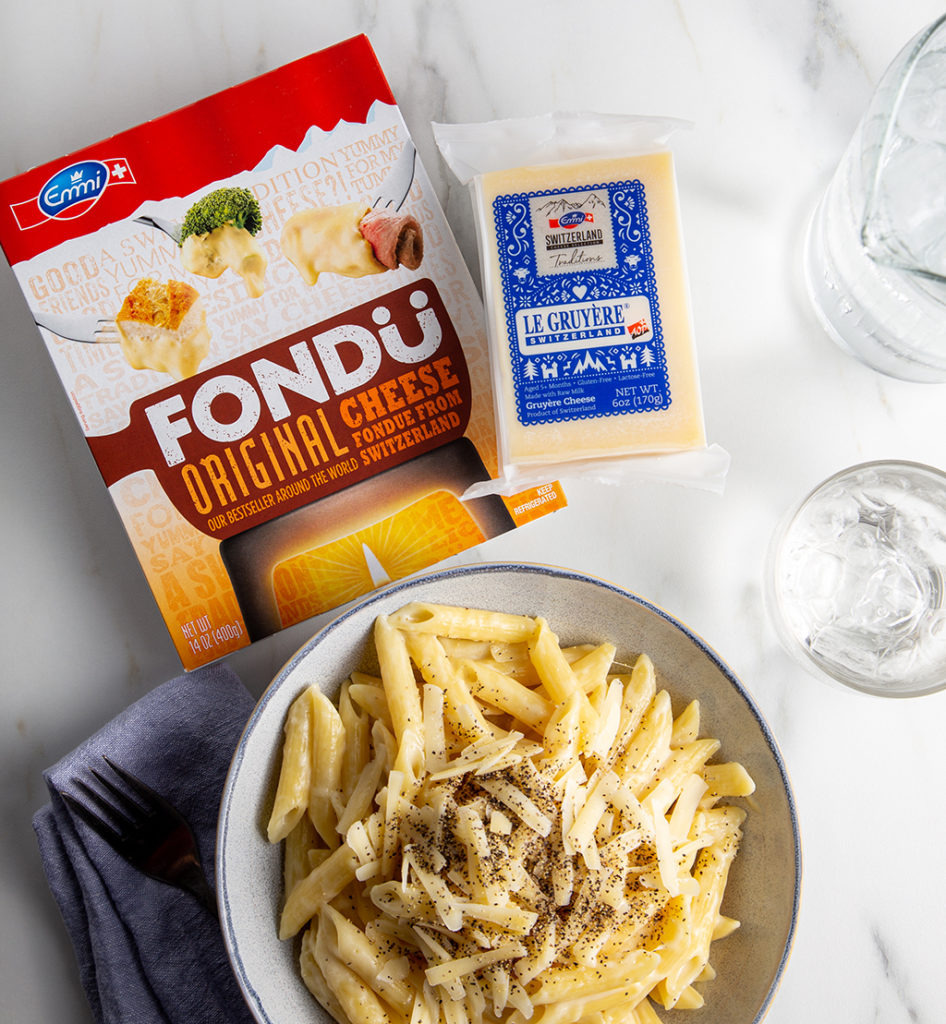 Fondue mac and cheese with Gruyere