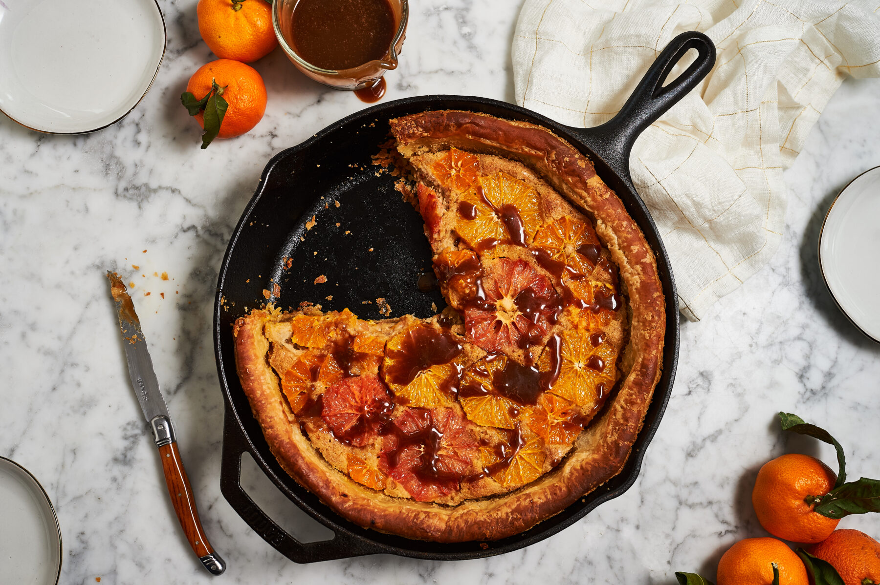 Skillet Citrus Almond Danish with Gooey Raclette Caramel Emmi USA